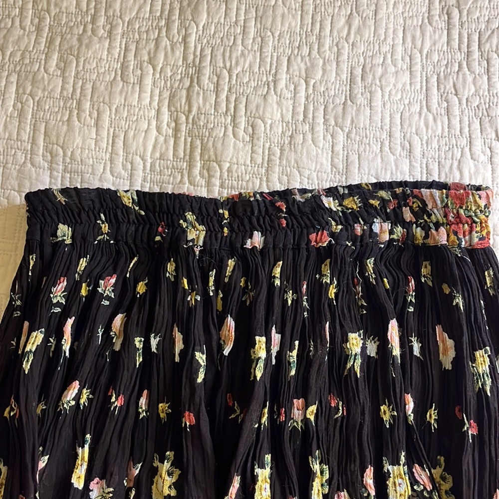 Black Floral Crinkled 100% Rayon 2 Piece Set -American Connection-made in‎ India - Picture 11 of 13